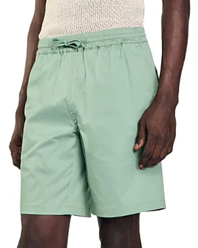 Shop Sandro Men's New Gamma Regular Fit Cotton Blend Shorts In Light Green