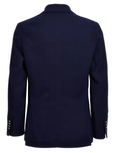 Shop Circolo 1901 Virgin Wool Double-breasted Jacket In Blue