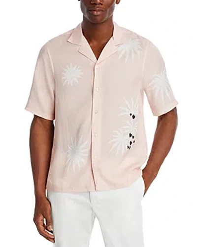 Shop Officine Generale Eren Printed Camp Shirt In Smoked Pink