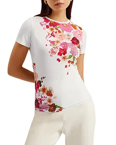 Shop Ted Baker Printed Fitted Tee In Pink