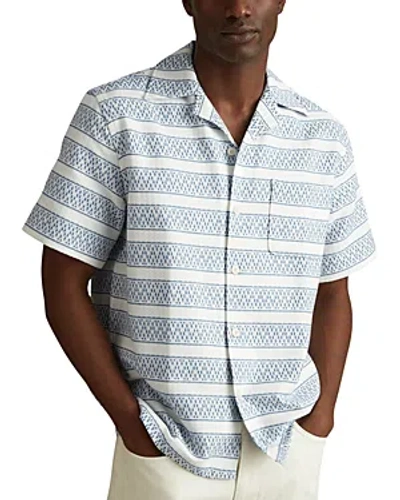 Shop Reiss Kesh Herringbone Regular Fit Button Down Camp Shirt In Soft White