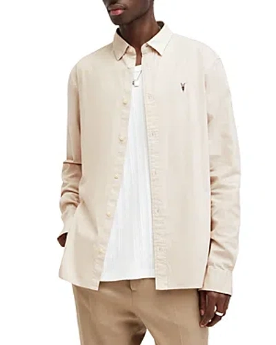 Shop Allsaints Slim Fit Hawthorne Shirt In Bailey Taupe
