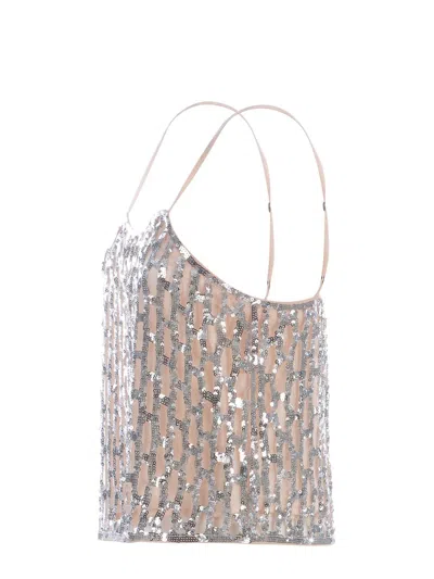 Forte Forte Sequined Tulle Tank Top In Powder Pink