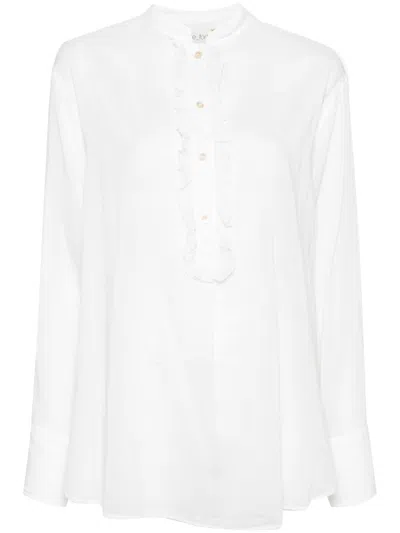 Shop Forte Forte Forte_forte Cotton Silk Voile Grandfather Ruffle Shirt Clothing In F45m.0017 Puro