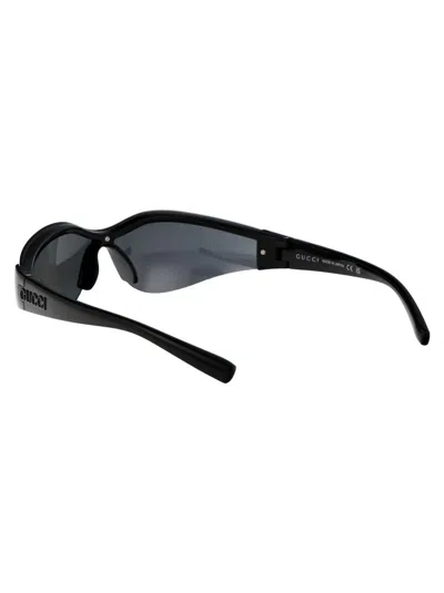 Shop Gucci Sunglasses In 004 Black Black Silver