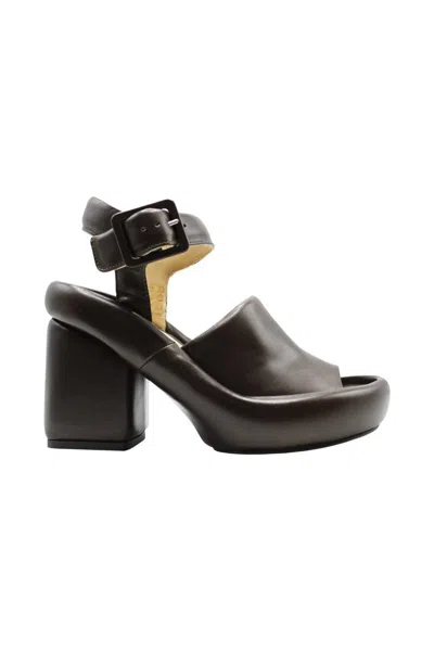 Shop Lemaire Padded Wedge Sandal Shoes In Brown