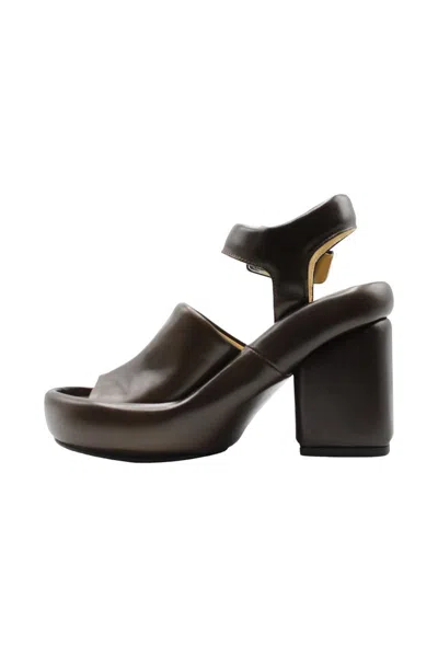 Shop Lemaire Padded Wedge Sandal Shoes In Brown