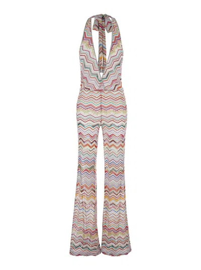 Shop Missoni Striped Long Jumpsuit In Red