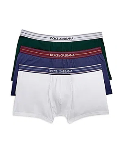 Shop Dolce & Gabbana Boxer Briefs, Pack Of 3 In White/blue/grey