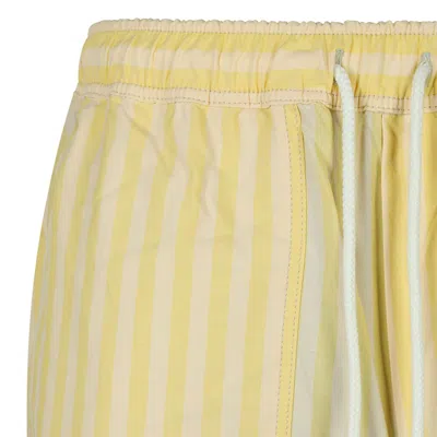 Shop Maison Kitsuné Maison Kitsune' Shorts In Light Yellow Stripes