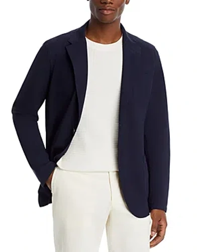 Shop Herno Nylon Blend Knitted Regular Fit Blazer In Navy