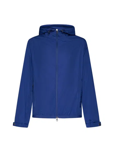 Shop Moncler 'clapier' Blue Polyester Jacket