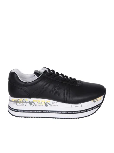 Premiata Low Top Sneakers With Contrast Platform Sole In Black