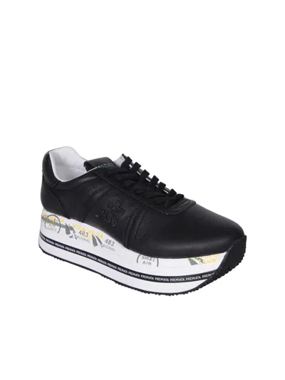 Premiata Low Top Sneakers With Contrast Platform Sole In Black