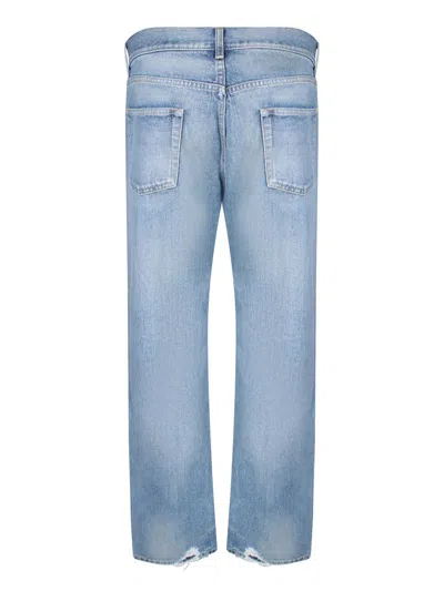 Shop Saint Laurent Straight Leg Denim Jeans In Blue