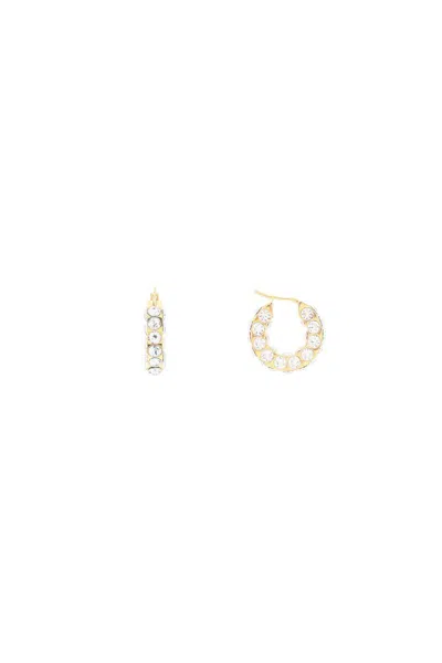 Shop Amina Muaddi Small Jahleel Hoop Earrings With Crystals In Oro