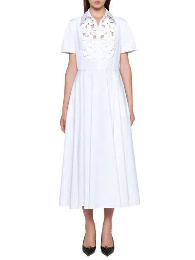 Shop Valentino Embroidered Long Dress In White