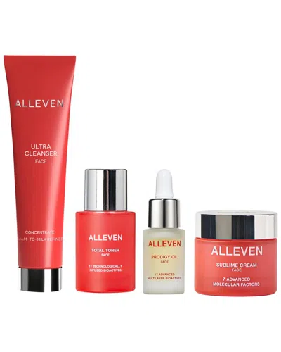 Shop Alleven Unisex Essential Glow Mini Skincare Set - Cleanser, Toner, Facial Oil, And Cream