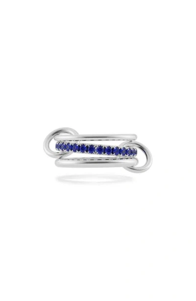 Shop Spinelli Kilcollin Petunia Bleu Sapphire 3-link Stack Ring In Silver