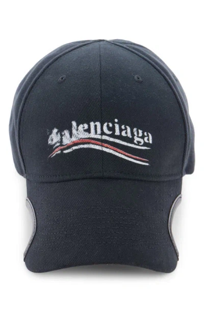 Shop Balenciaga Political Stencil Adjustable Baseball Cap In Black/ White