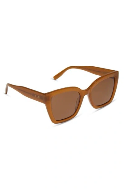 Shop Diff Rhys 51mm Polarized Rectangular Sunglasses In Brown