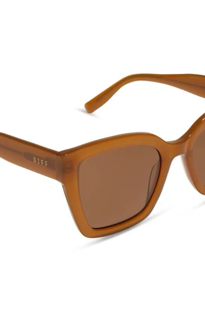 Shop Diff Rhys 51mm Polarized Rectangular Sunglasses In Brown