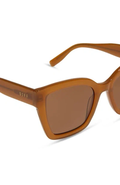 Diff Rhys 51mm Polarized Rectangular Sunglasses In Brown