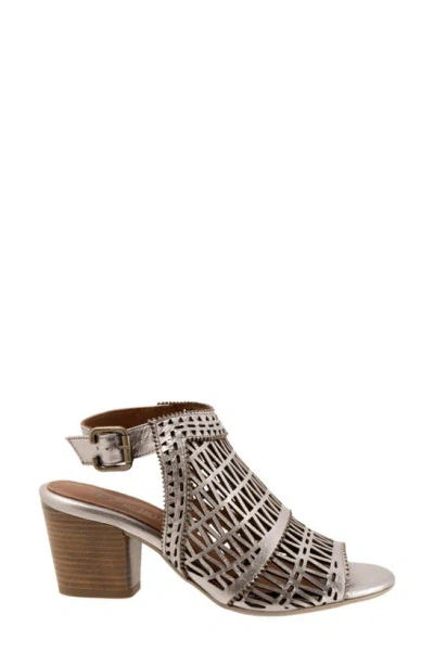 Shop Bueno Candice Ankle Strap Sandal In Dark Silver Metallic