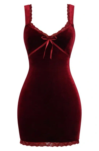 Mistress Rocks Velvet Cocktail Minidress In Wine