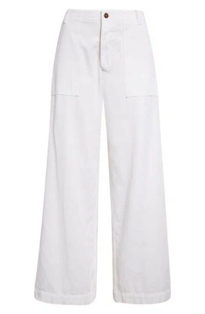 Shop Nili Lotan Leon Wide Leg Cotton Pants In White