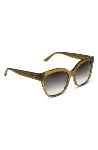 Shop Diff Maya 59mm Round Sunglasses In Olive/ Grey Gradient