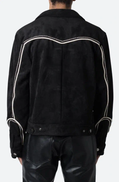 Shop Mnml Embellished Western Faux Suede Jacket In Black