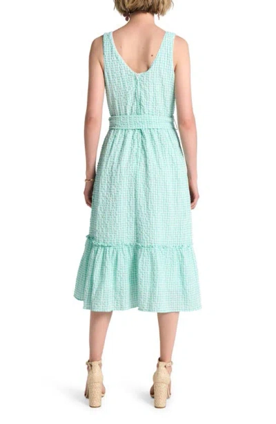 Shop Hatley Sydney Gingham Cotton Blend Seersucker Midi Dress In Beveled Glass