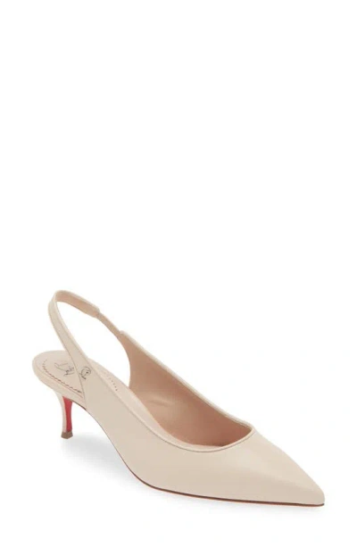 Christian Louboutin Sporty Kate 55 Leather Slingback Pumps In Leche