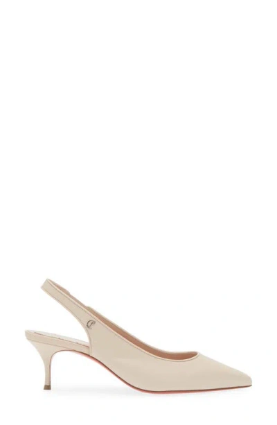 Christian Louboutin Sporty Kate 55 Leather Slingback Pumps In Leche