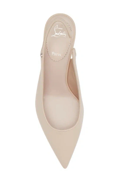 Christian Louboutin Sporty Kate 55 Leather Slingback Pumps In Leche