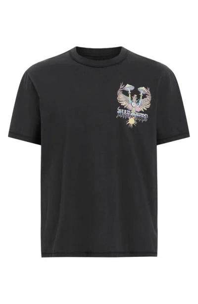 Shop Allsaints Strummer Graphic T-shirt In Washed Black
