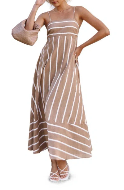 Petal And Pup Petal & Pup Brea Stripe Maxi Dress In Brown