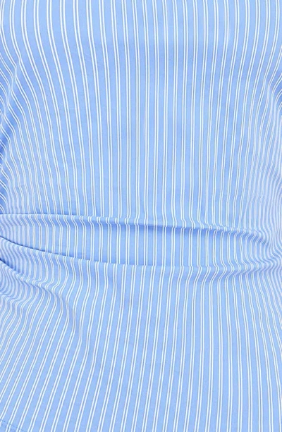 Mistress Rocks Stripe One-shoulder Asymmetric Top In Blue