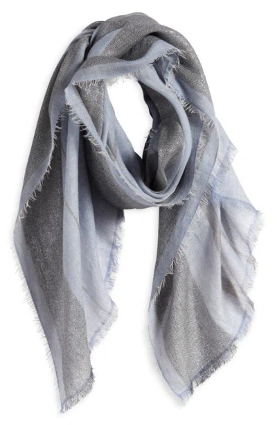 Shop Jane Carr The Solitaire Metallic Long Scarf In Smoke Blue