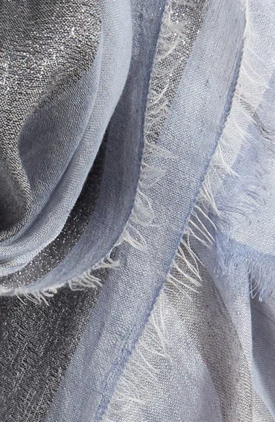 Shop Jane Carr The Solitaire Metallic Long Scarf In Smoke Blue