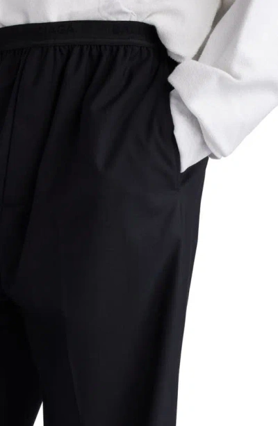 Shop Balenciaga Elastic Waist Wool Ripstop Pants In Black