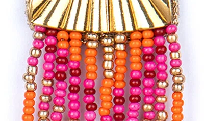 Shop Deepa Gurnani Melba Beaded Fringe Drop Earrings In Fuchsia