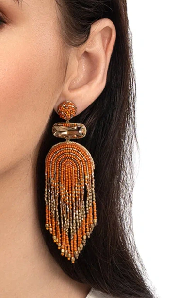 Shop Deepa Gurnani Ishani Beaded Drop Earrings In Copper