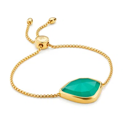Shop Monica Vinader Gold Siren Nugget Cocktail Friendship Chain Bracelet Green Onyx