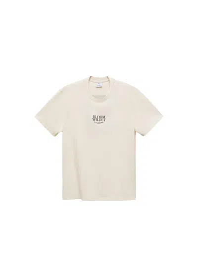 Shop Mango Printed Slim-fit T-shirt Ecru In Écru