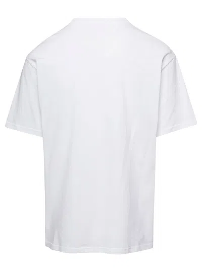 Shop Apc 'kyle' White Crewneck T-shirt With Front Logo Print In Cotton Man