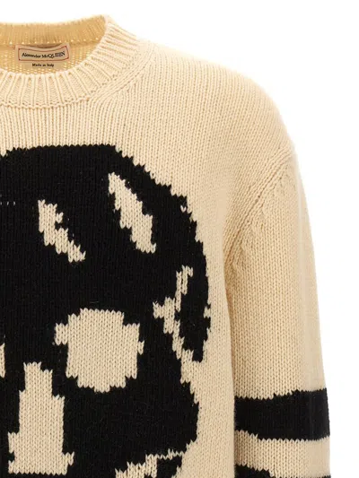 Shop Alexander Mcqueen Contrast Intarsia Sweater In White/black