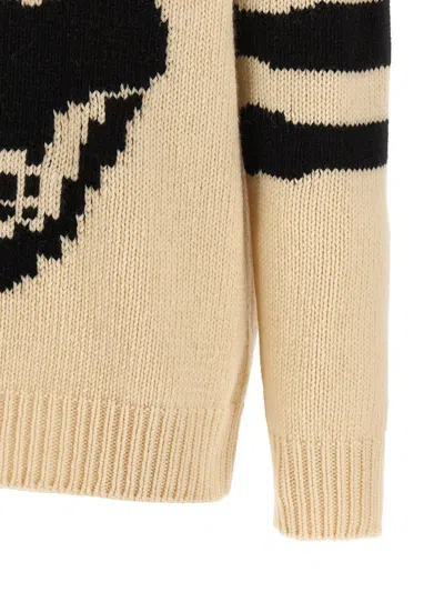Alexander Mcqueen Man Beige Knitwear In White/black
