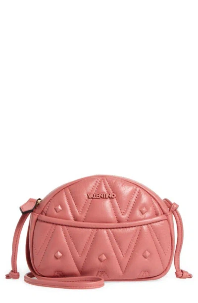 Shop Valentino By Mario Valentino Moony Diamond Leather Crossbody Bag In Coral Pink